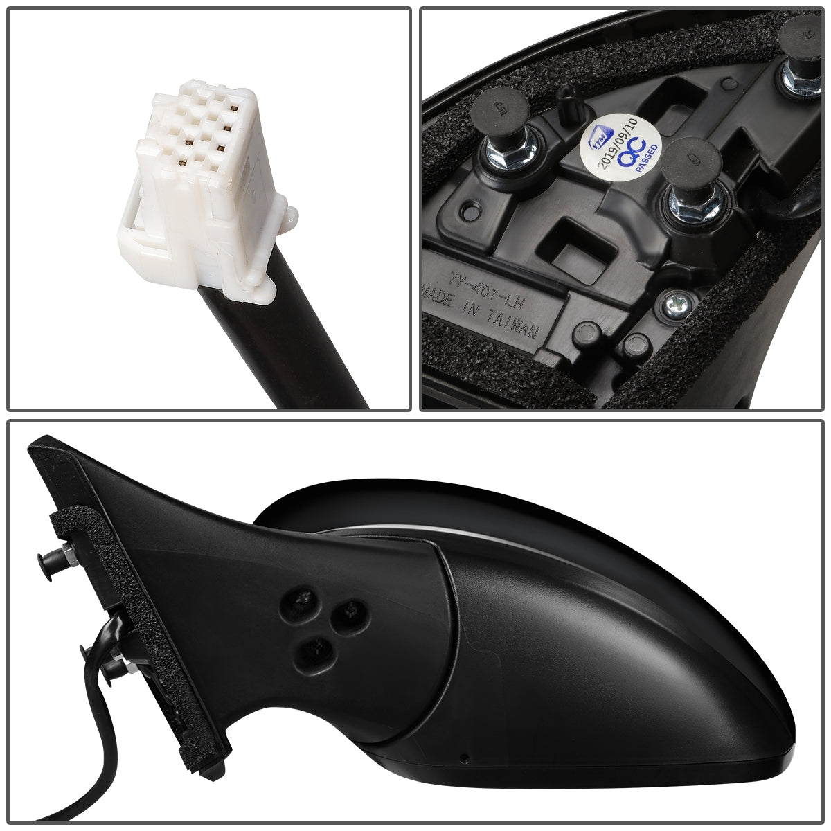 RETROVISOR MIRROR - OEM - 18-19 NISSAN LEAF - POWERED - W/ BSD - FOLDING - BLACK MATERIAL - LEFT