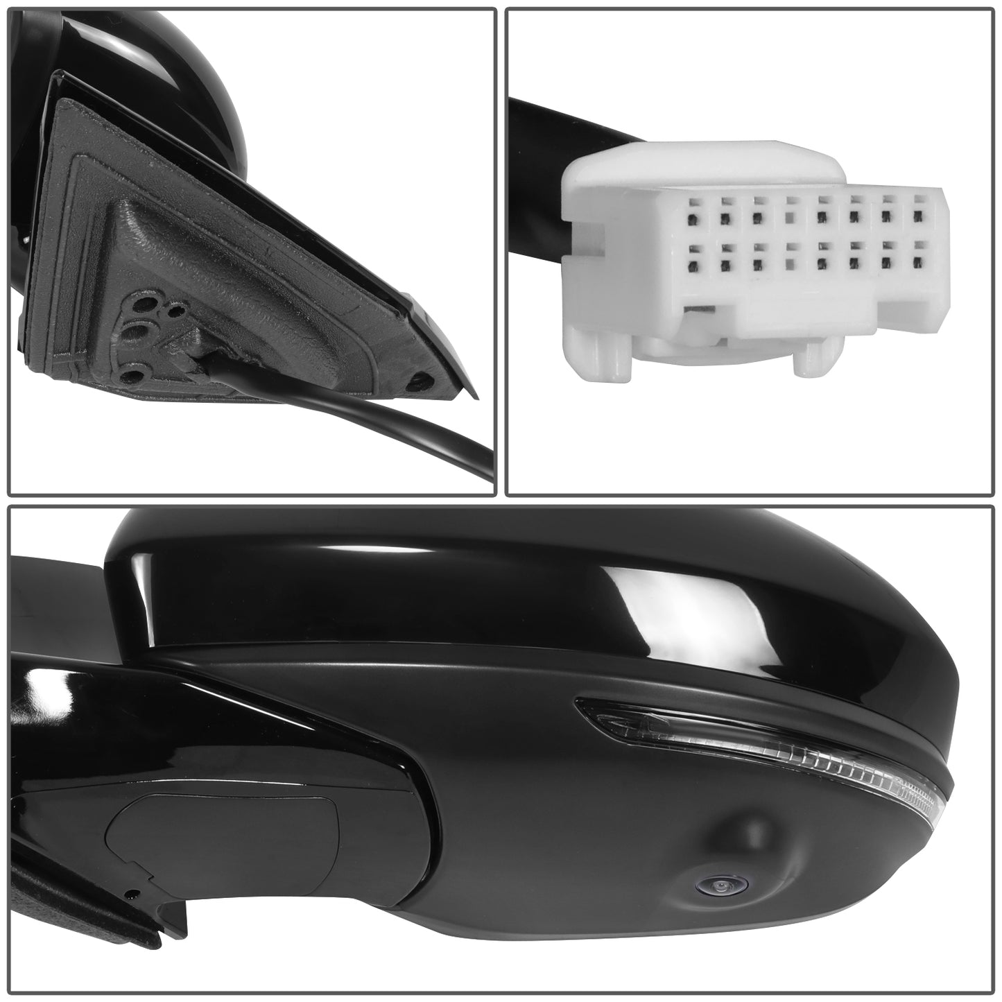 RETROVISOR MIRROR - OE STYLE - NISSAN ALTIMA 20-22 - WITH POWER WITH HEATED WITH SIGNAL WITH MEMORY WITH CAMERA - DRIVER SIDE - PAINT TO MATCH - BLACK