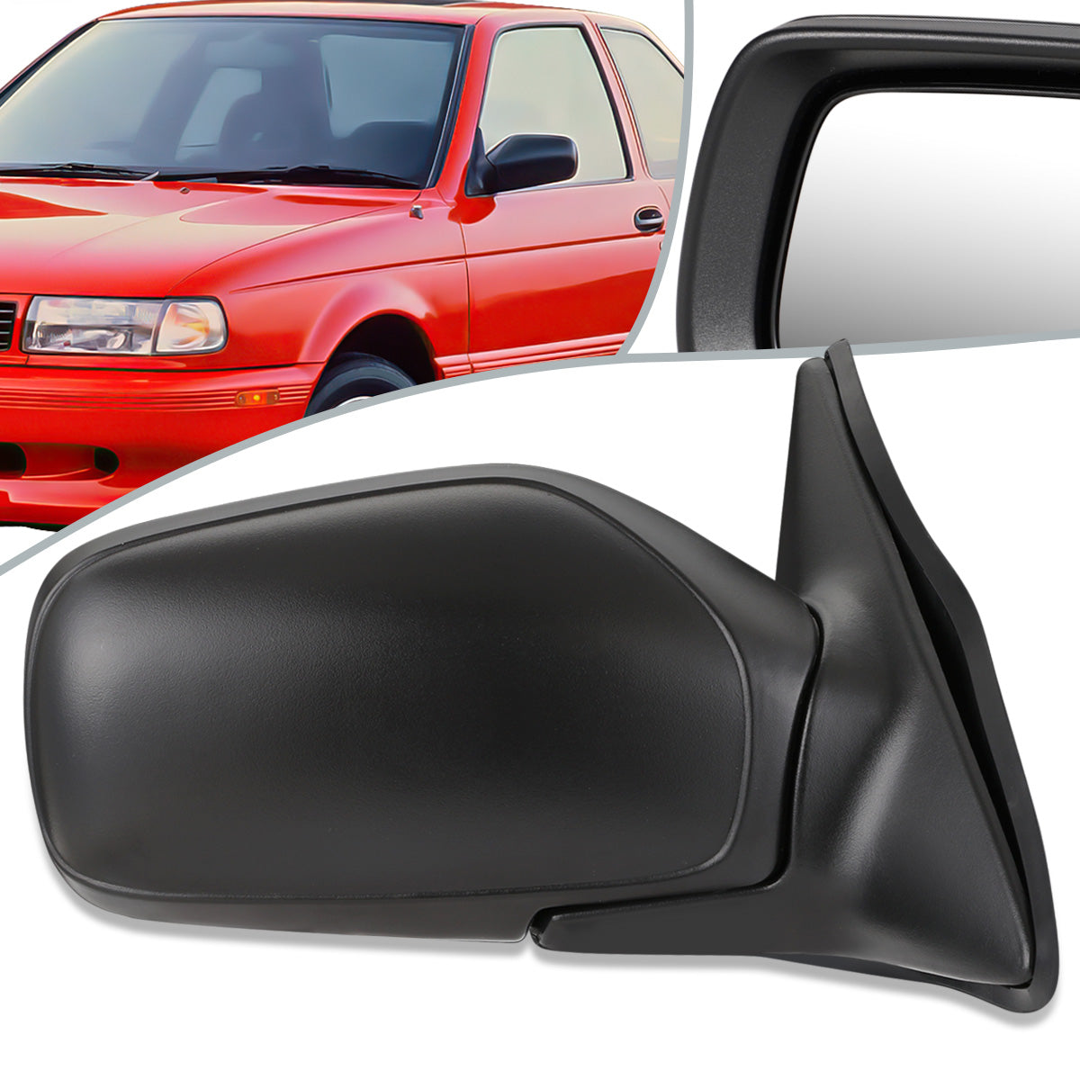 RETROVISOR MIRROR - OEM - 91-94 NISSAN SENTRA - MANUAL - FOLDING - TEXTURED - BLACK - RIGHT