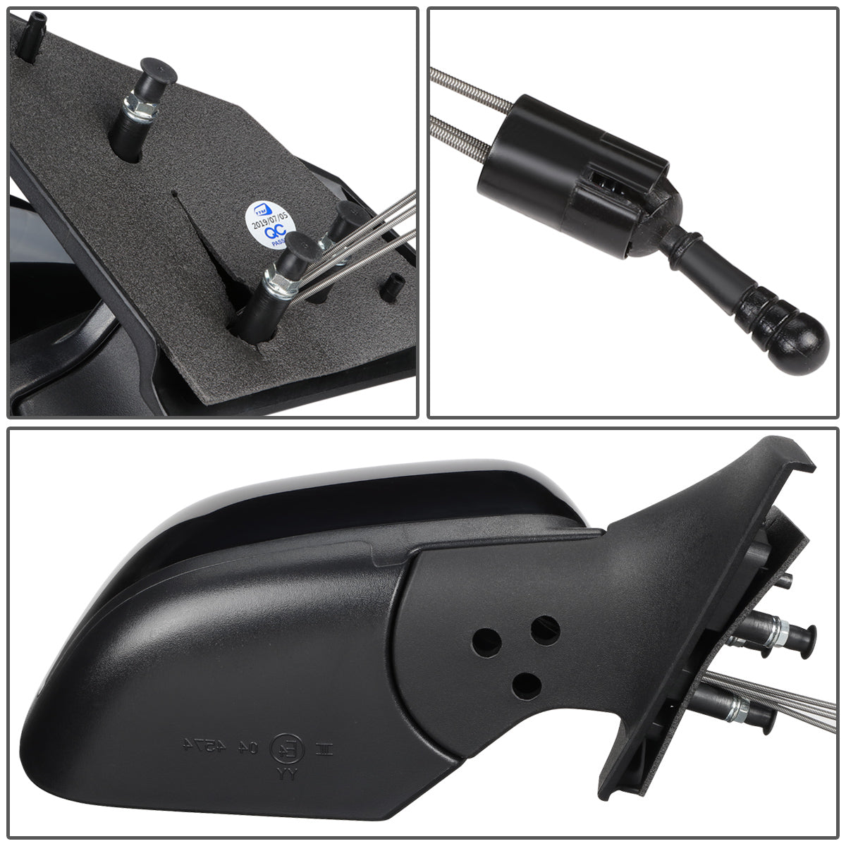 RETROVISOR MIRROR - OEM - 12-14 NISSAN VERSA 4-DR - MANUAL - W/ CABLE - FOLDING - BLACK MATERIAL - RIGHT