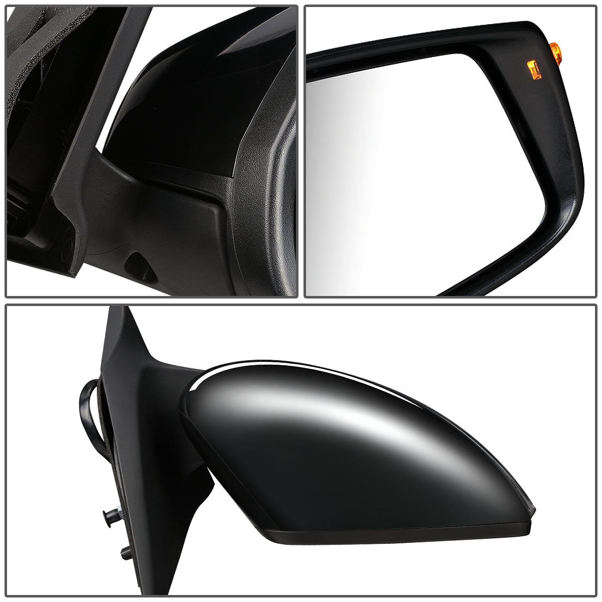 RETROVISOR MIRROR - OEM - 15-19 NISSAN VERSA 4-DR - POWERED - W/ SIGNAL LIGHT - FOLDING - BLACK MATERIAL - RIGHT