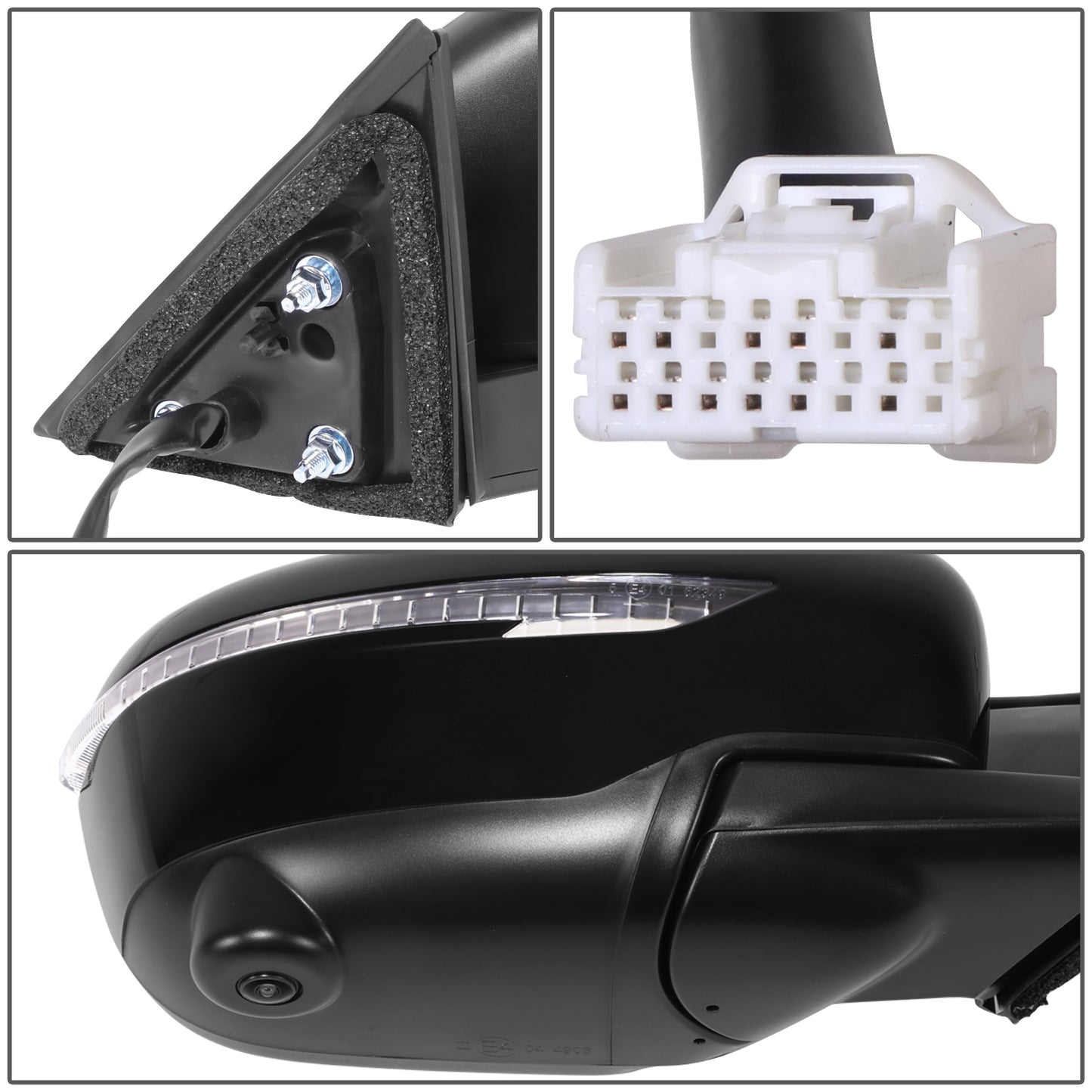 RETROVISOR MIRROR - OE STYLE - NISSAN ROGUE 14-16 - WITH POWER WITH HEATED WITH SIGNAL WITH CAMERA - PASSENGER SIDE - PAINT TO MATCH - BLACK