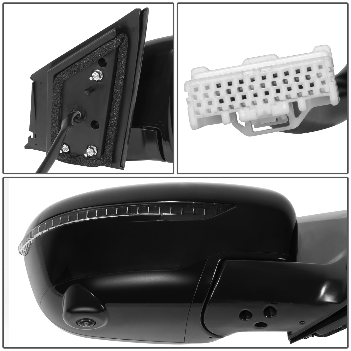 RETROVISOR MIRROR - OE STYLE - NISSAN MURANO 15-16 - WITH POWER WITH HEATED WITH CAMERA WITH SIGNAL WITH MEMORY - PASSENGER SIDE - PAINT TO MATCH - BLACK