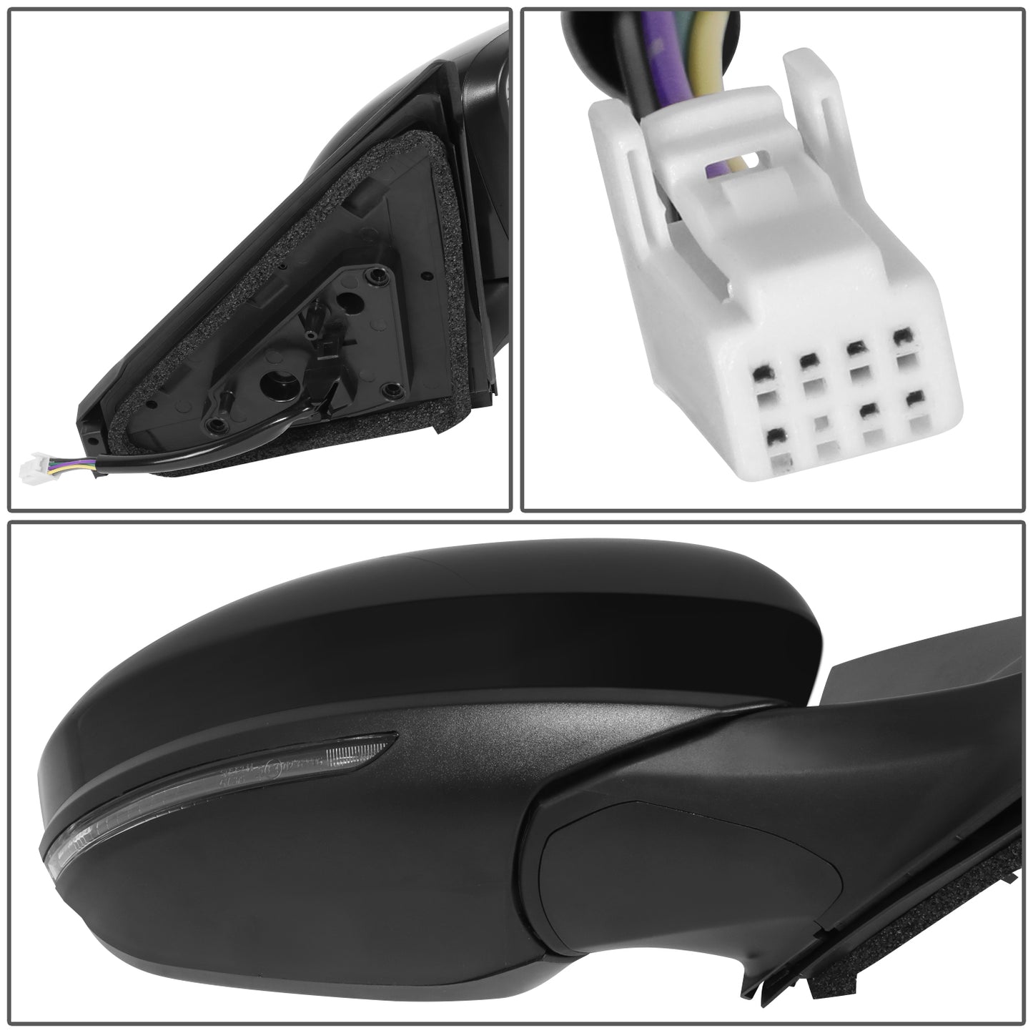 RETROVISOR MIRROR - OE STYLE - NISSAN SENTRA 20-21 - WITH POWER WITH HEATED WITH SIGNAL - PASSENGER SIDE - PAINT TO MATCH - BLACK