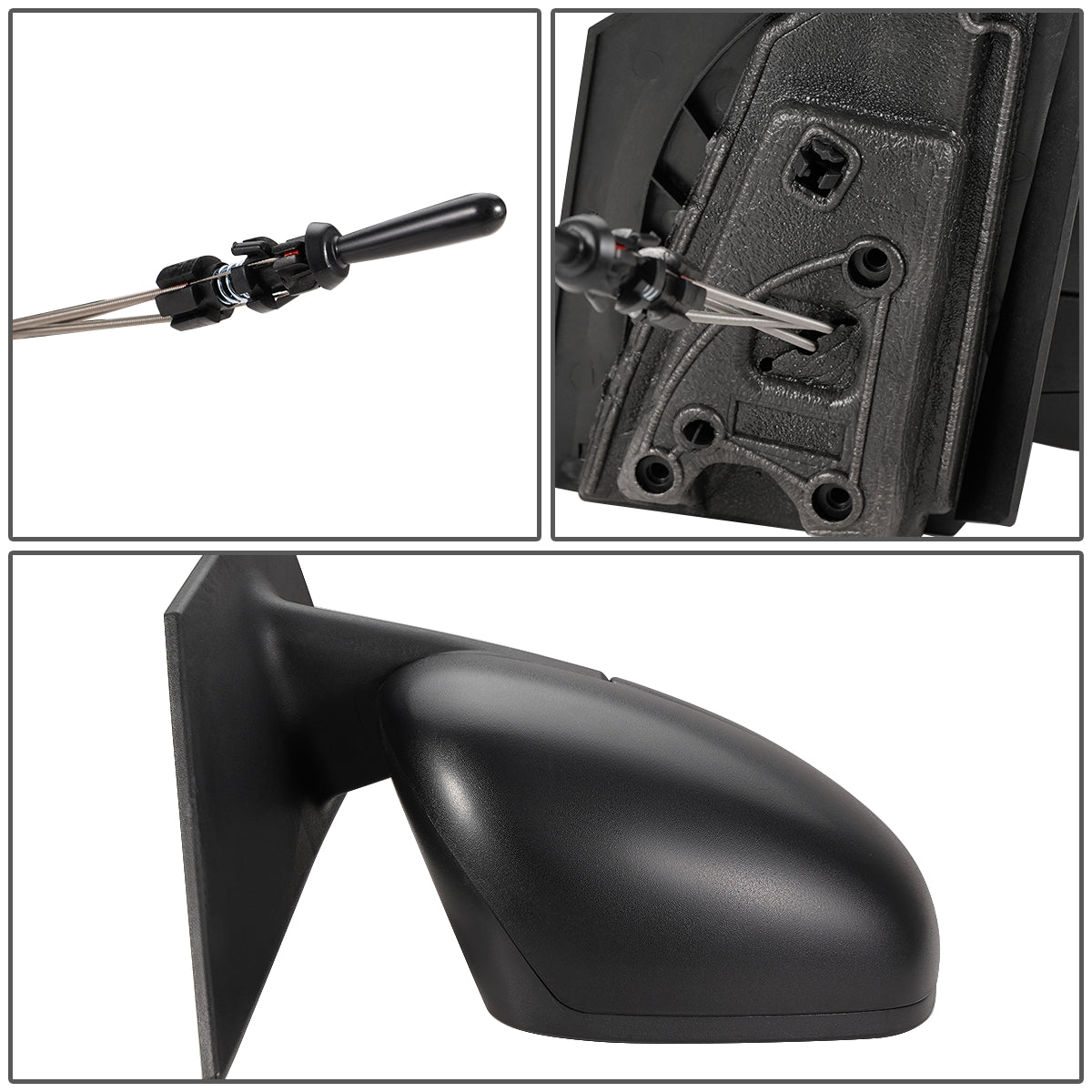 RETROVISOR MIRROR - OEM - 16-17 SMART FORTWO - MANUAL - W/CABLE - W/ TEMP SENSOR - FOLDING - TEXTURED - BLACK - RIGHT