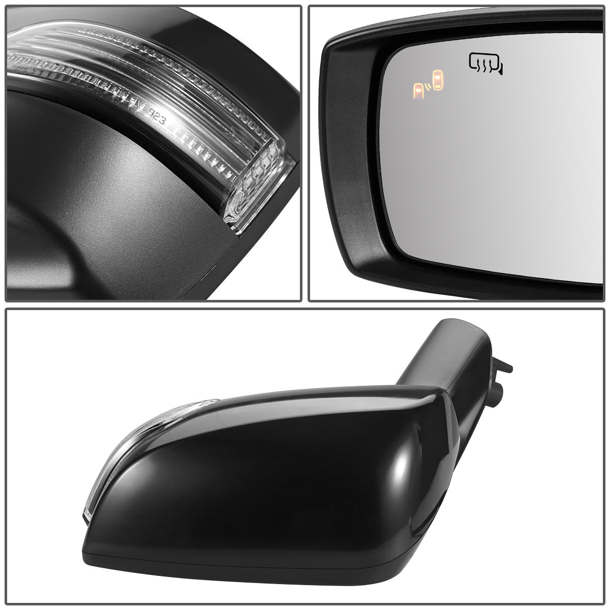 RETROVISOR MIRROR - OEM - 15-19 SUBARU LEGACY, OUTBACK - POWERED - HEATED - W/ SIGNAL LIGHT - W/ BSD - FOLDING - BLACK MATERIAL - LEFT
