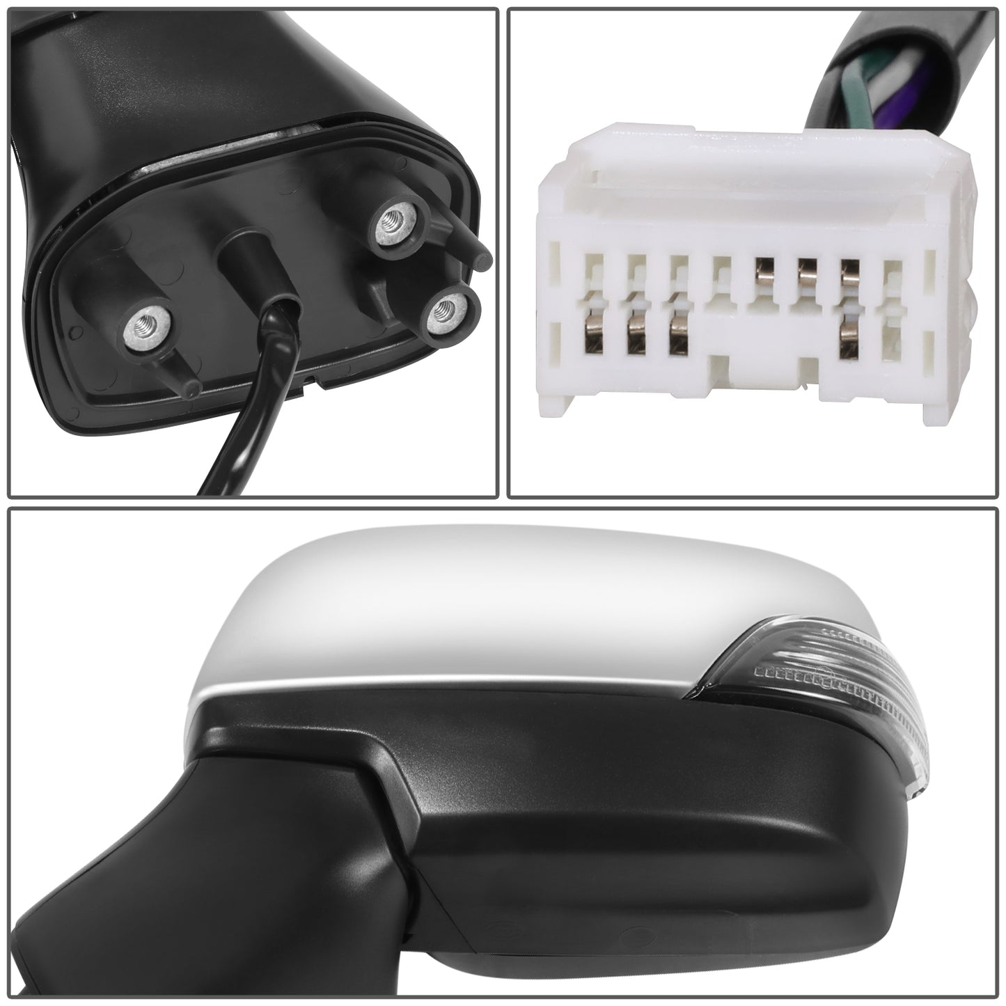 RETROVISOR MIRROR - OE STYLE - SUBARU LEGACY 15-17 - SUBARU OUTBACK 15-17 - WITH POWER WITH HEATED WITH SIGNAL SILVER COVER - DRIVER SIDE - SMOOTH - BLACK / SILVER