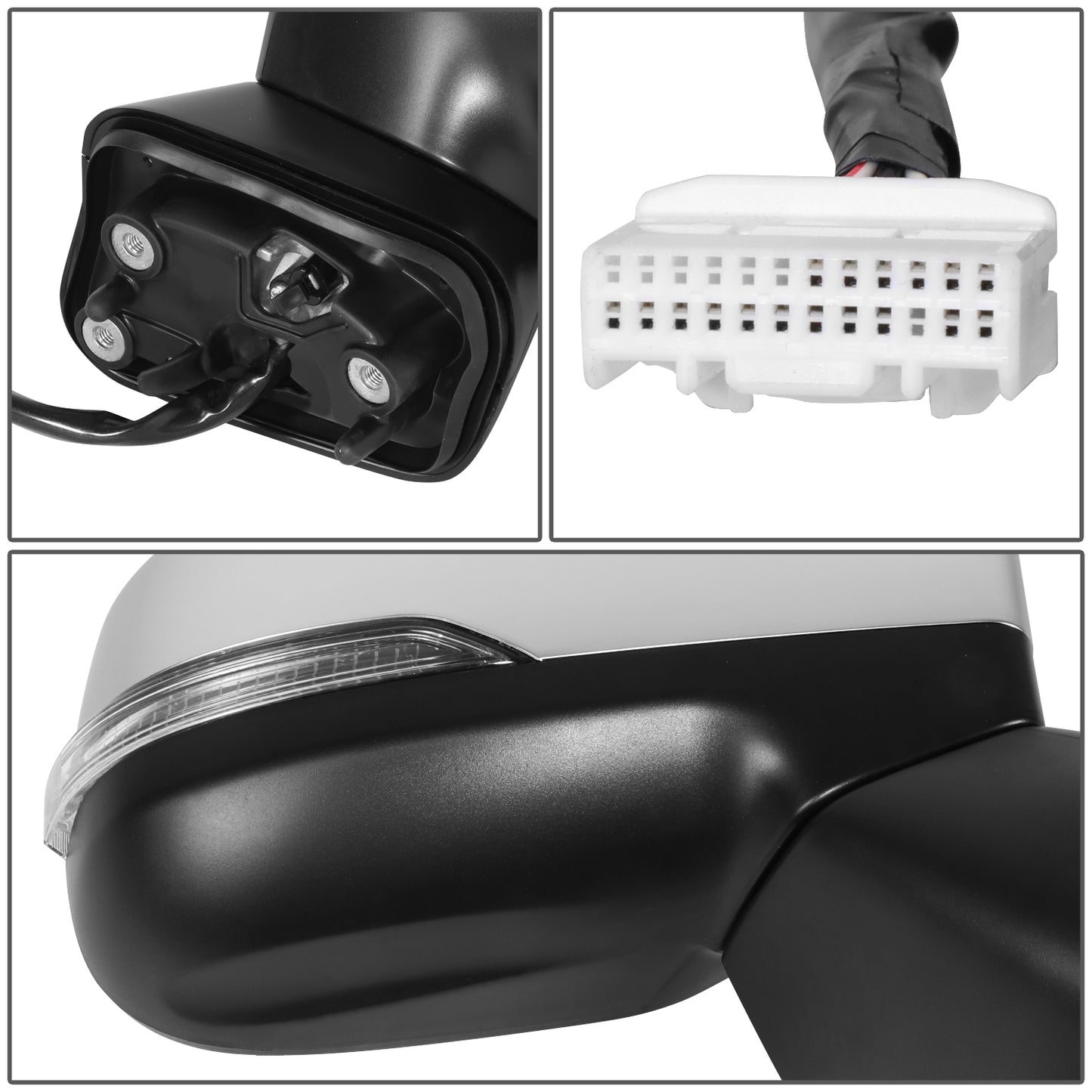 RETROVISOR MIRROR - OE STYLE - SUBARU FORESTER 19-24 - WITH POWER WITH HEATED WITH SIGNAL WITH BLIND SPOT WITH MEMORY CHROME COVER - PASSENGER SIDE - SMOOTH - BLACK / CHROME