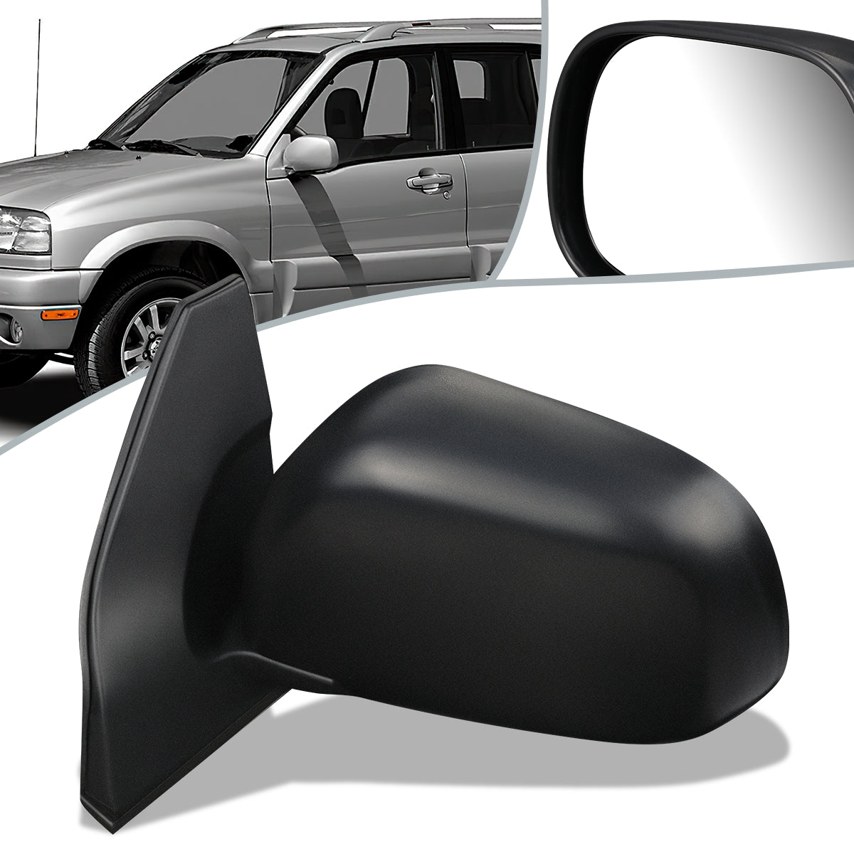 RETROVISOR MIRROR - OEM - 99-05 SUZUKI VITARA, GRAND VITARA - POWERED - HEATED - FOLDING - TEXTURED - LEFT