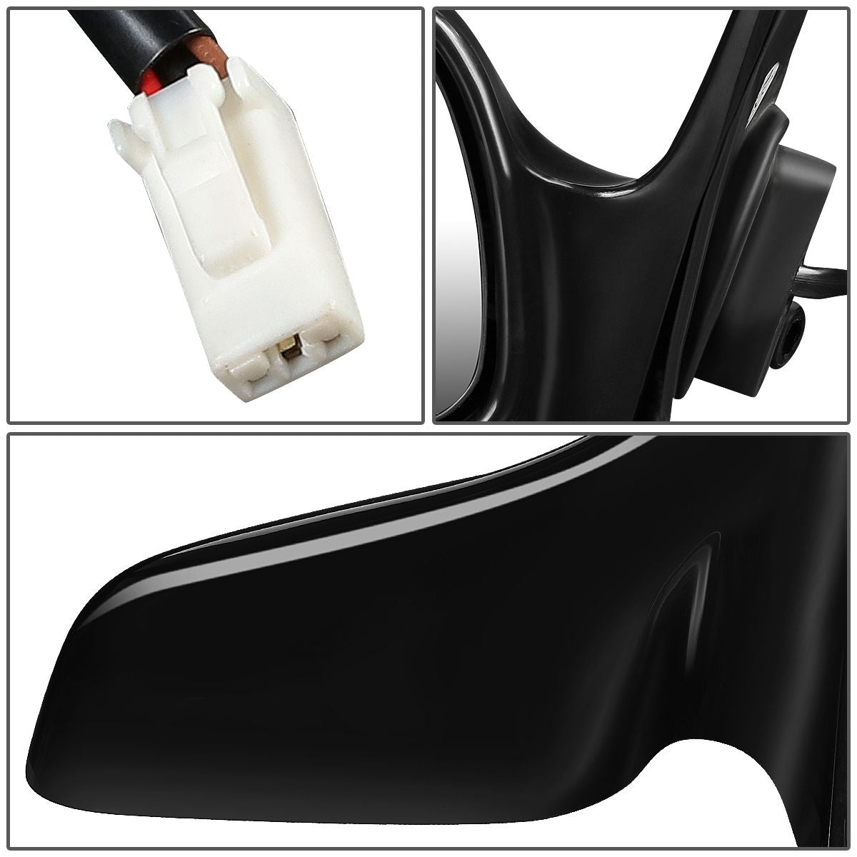 RETROVISOR MIRROR - OEM - 92-96 TOYOTA CAMRY - POWERED - PAINTABLE - BLACK - LEFT