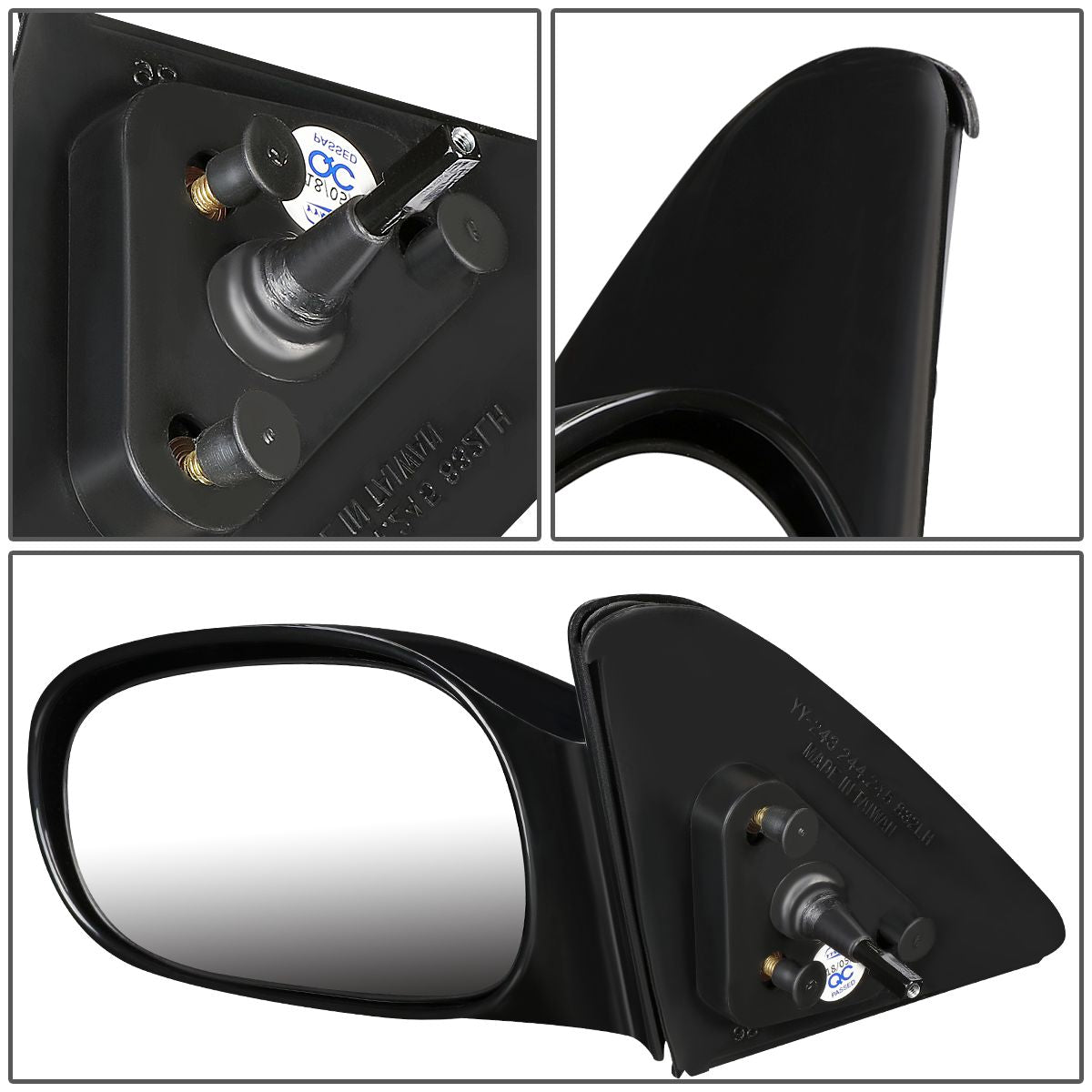 RETROVISOR MIRROR - OEM - 98-02 TOYOTA COROLLA - MANUAL - PAINTABLE - BLACK - LEFT