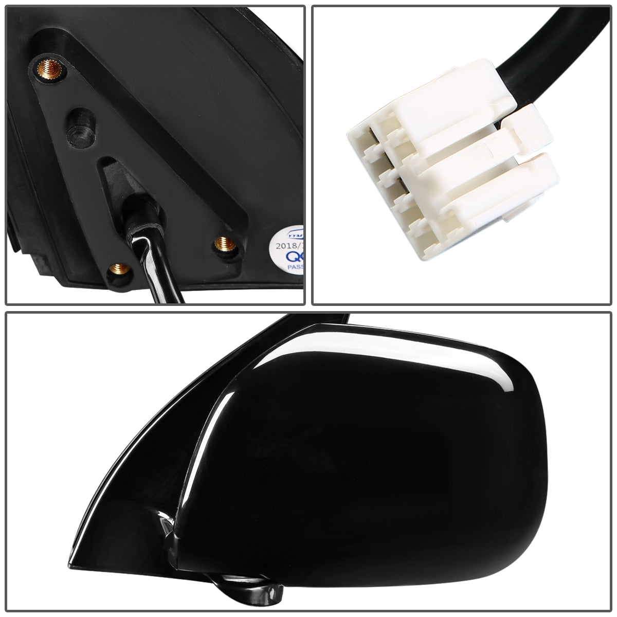 RETROVISOR MIRROR - OEM - 01-07 TOYOTA HIGHLANDER - POWERED - PAINTABLE - BLACK - LEFT