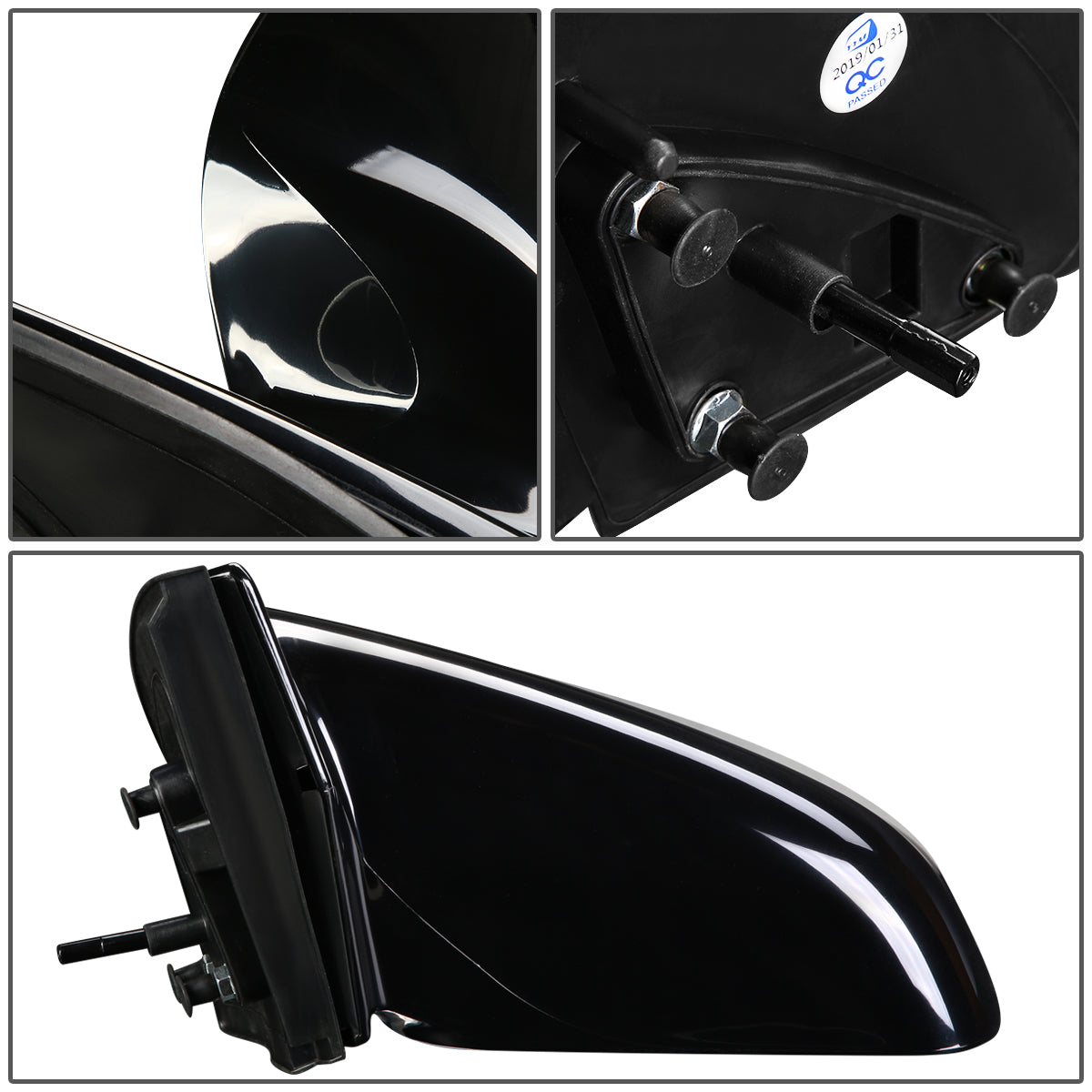 RETROVISOR MIRROR - OEM - 03-08 TOYOTA MATRIX / 03-08 PONTIAC VIBE - MANUAL - PAINTABLE - BLACK - LEFT