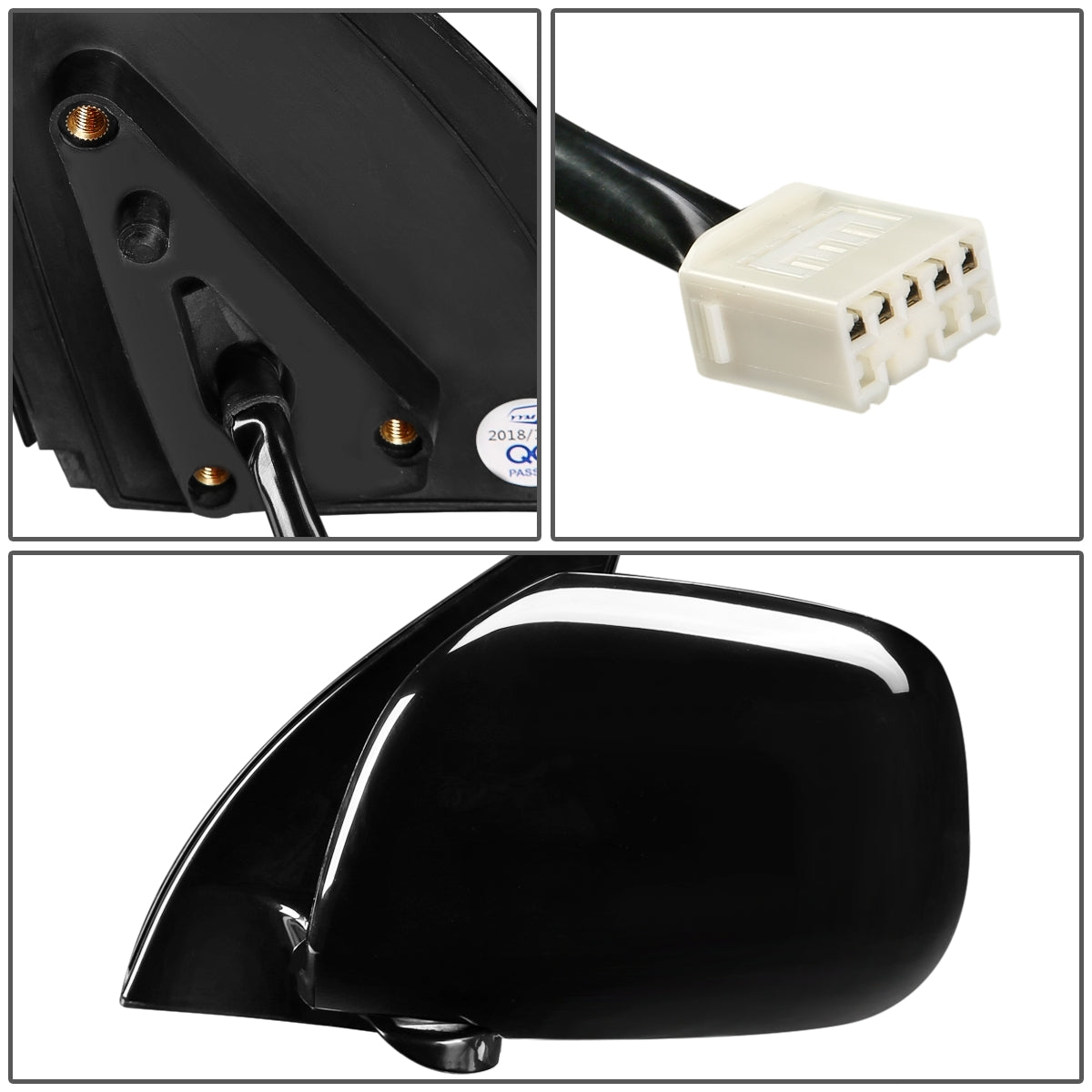 RETROVISOR MIRROR - OEM - 01-07 TOYOTA HIGHLANDER - POWERED - HEATED - PAINTABLE - BLACK - LEFT