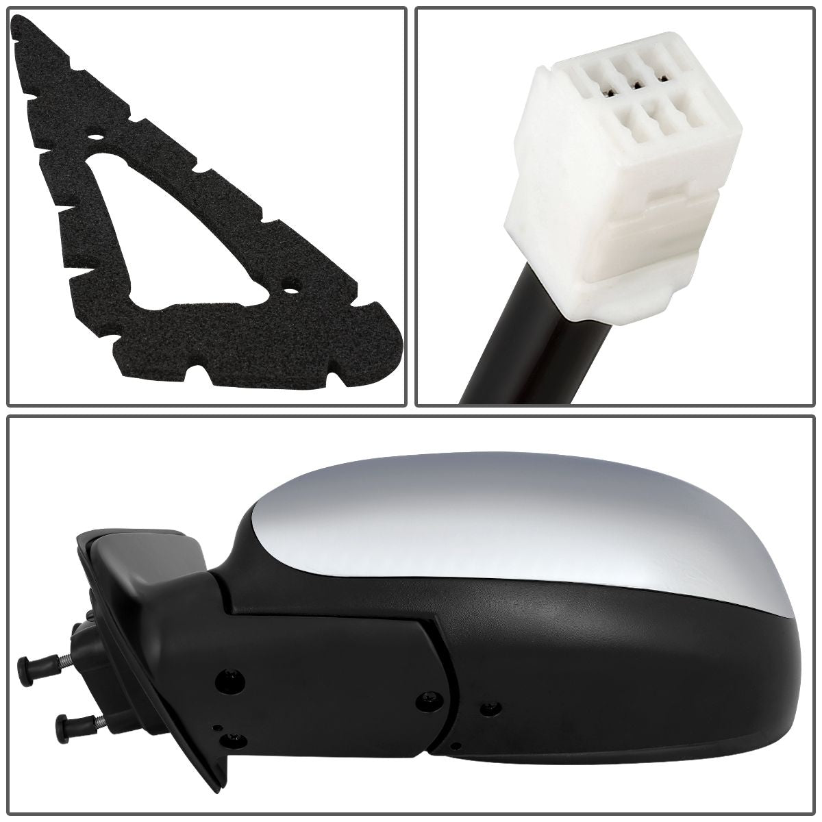 RETROVISOR MIRROR - OEM - 04-06 TOYOTA TUNDRA CREW CAB - POWER MIRROR ADJUSTMENT - W/O HEAT - CHROME - LEFT