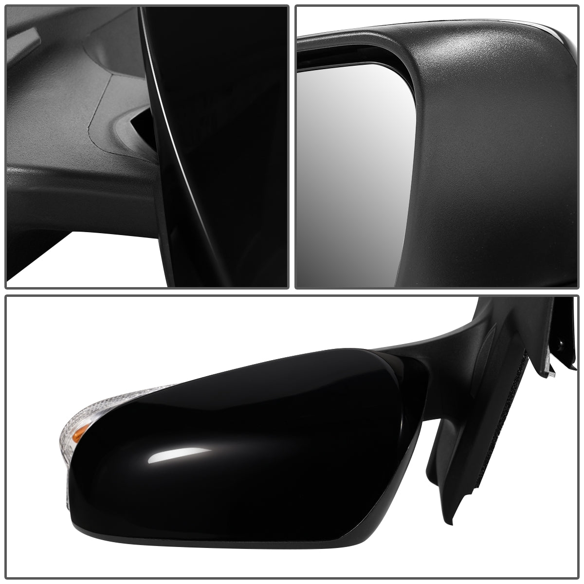 RETROVISOR MIRROR - OEM - 12-14 TOYOTA PRIUS-C - POWERED - HEATED - W/ SIGNAL LIGHT - FOLDING - BLACK MATERIAL - LEFT