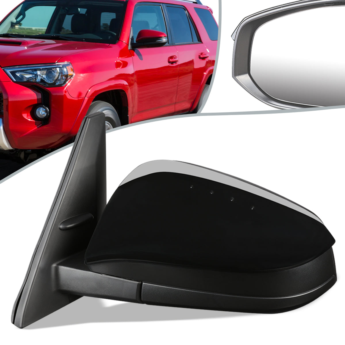 RETROVISOR MIRROR - OEM - 14-16 TOYOTA 4RUNNER - POWERED - HEATED - TEXTURED - BLACK - LEFT
