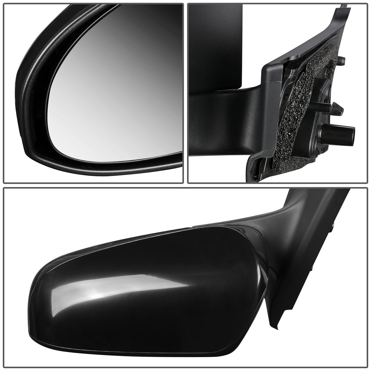 RETROVISOR MIRROR - OEM - 15-18 TOYOTA YARIS HATCHBACK - MANUAL - PAINTABLE - BLACK - LEFT