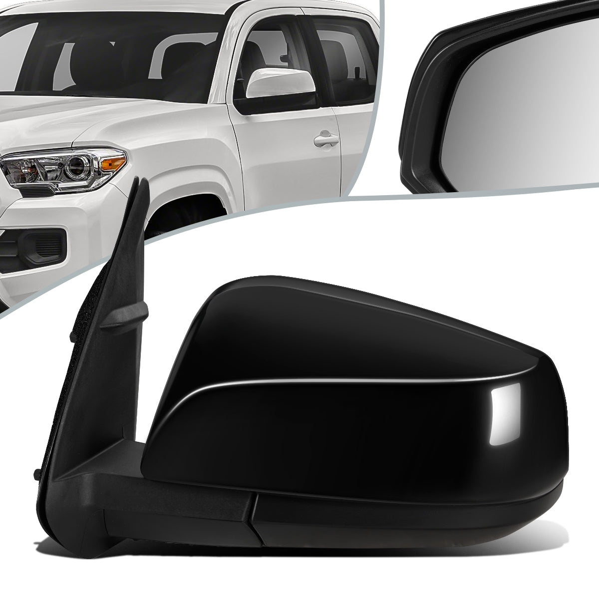 RETROVISOR MIRROR - OEM - 16-19 TOYOTA TACOMA - POWERED - HEATED - FOLDING - BLACK MATERIAL - LEFT