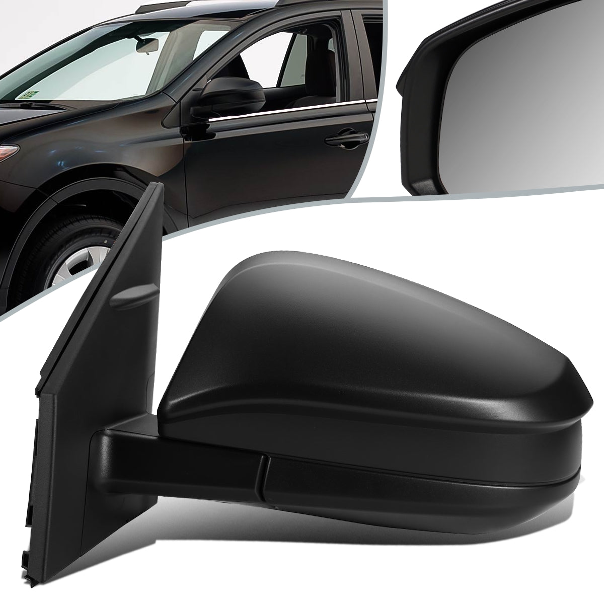 RETROVISOR MIRROR - OEM - 13-15 TOYOTA RAV4 - POWERED - FOLDING - TEXTURED - BLACK - LEFT