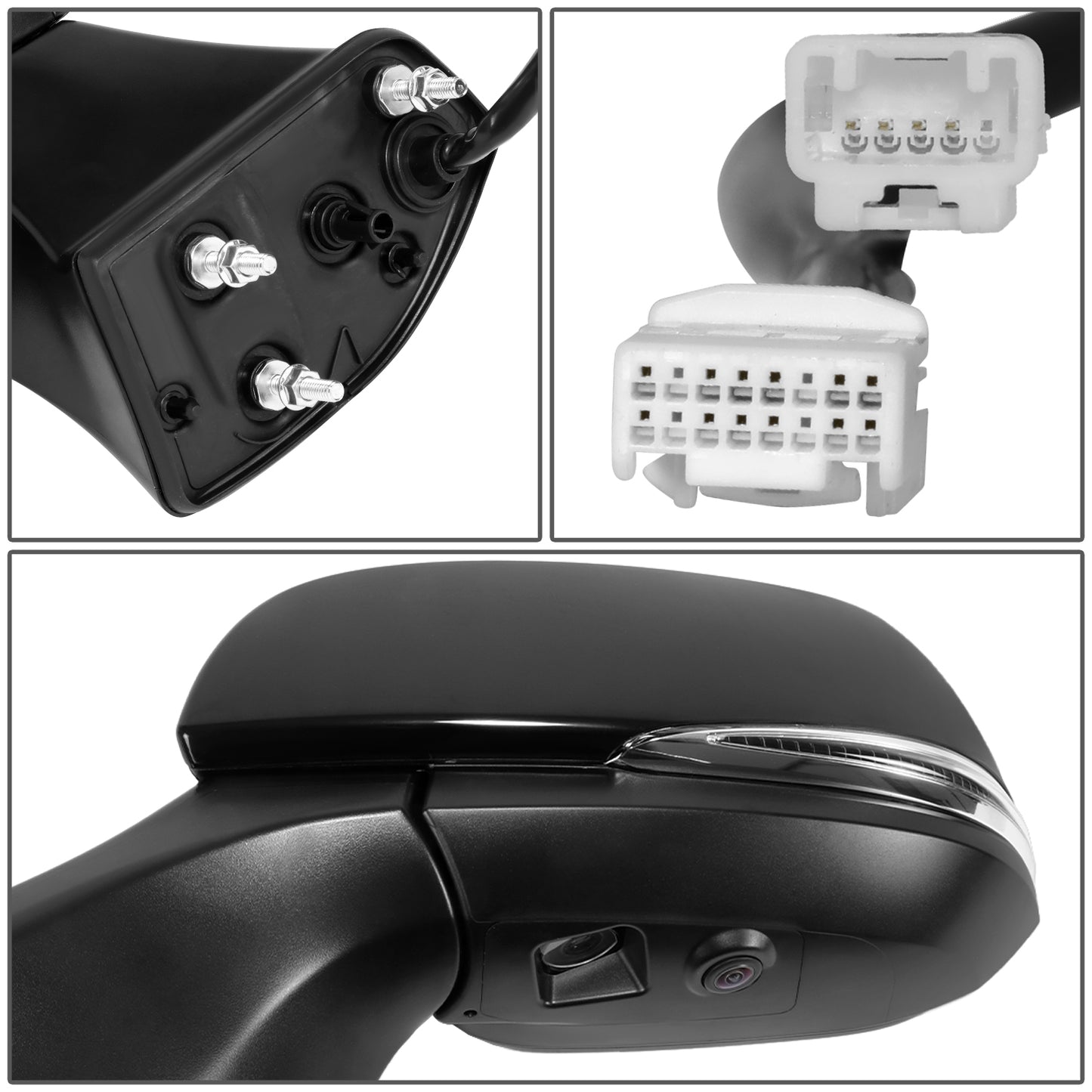 RETROVISOR MIRROR - OE STYLE - TOYOTA HIGHLANDER 20-24 - WITH POWER WITH HEATED GLASS WITH SIGNAL WITH BLIND SPOT WITH MEMORY WITH CAMERA - DRIVER SIDE - PAINT TO MATCH - BLACK