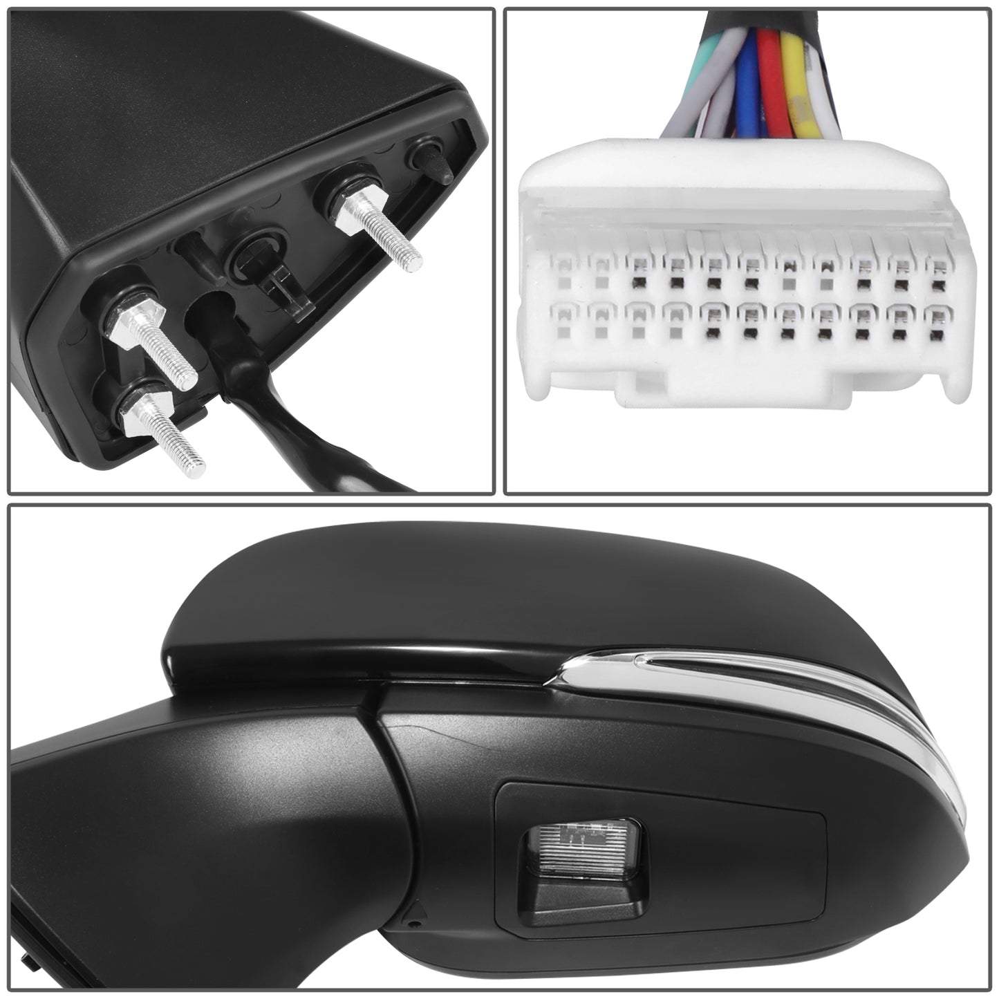 RETROVISOR MIRROR - OE STYLE - TOYOTA SIENNA 2021-2024 - WITH POWER FOLD WITH HEATED WITH SIGNAL WITH MEMORY WITH BLIND SPOT MIRROR - DRIVER LEFT SIDE - BLACK