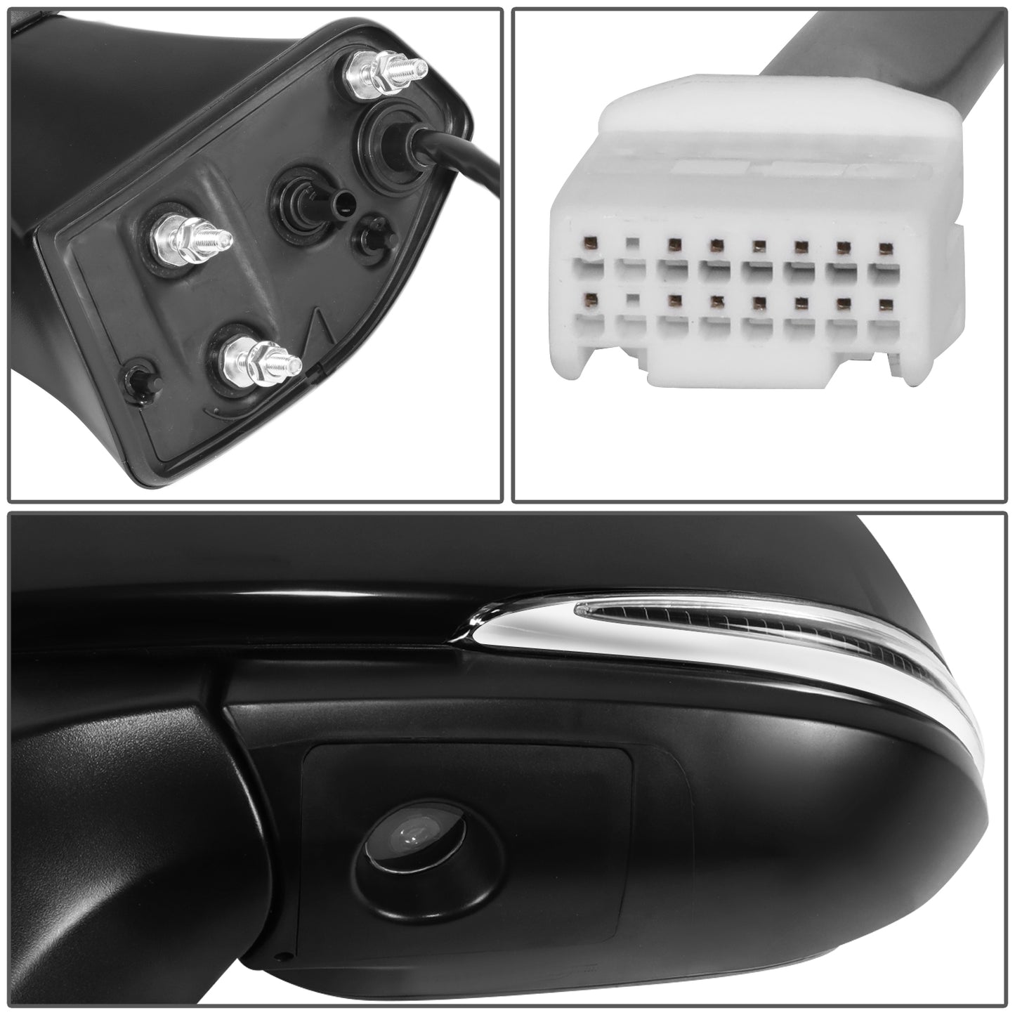 RETROVISOR MIRROR - OE STYLE - TOYOTA HIGHLANDER 20-24 - WITH POWER WITH HEATED GLASS WITH SIGNAL WITH BLIND SPOT WITH MEMORY - DRIVER SIDE - PAINT TO MATCH - BLACK