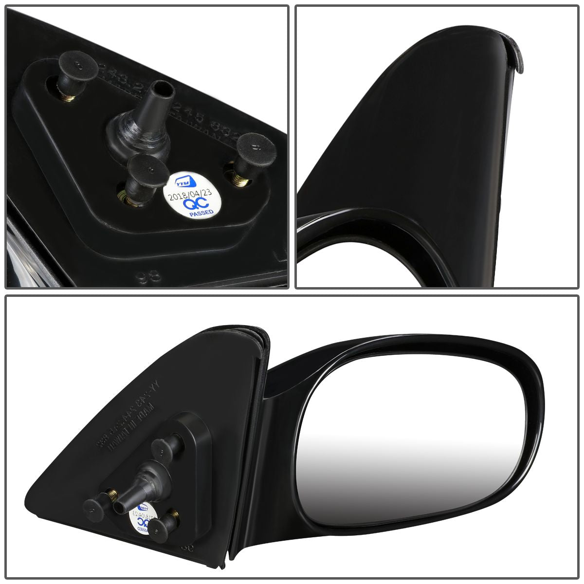 RETROVISOR MIRROR - OEM - 98-02 TOYOTA COROLLA - MANUAL - PAINTABLE - BLACK - RIGHT