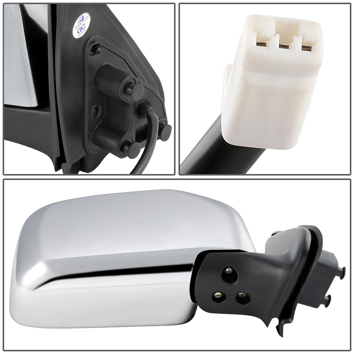 RETROVISOR MIRROR - OEM - 01-04 TOYOTA TACOMA - POWER MIRROR ADJUSTMENT - W/O HEAT - DOES NOT FIT S-RUNNER MODELS - CHROME - RIGHT