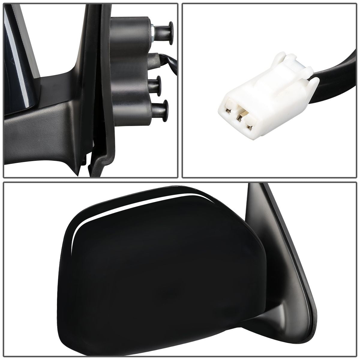 RETROVISOR MIRROR - OEM - 01-04 TOYOTA TACOMA - POWER MIRROR ADJUSTMENT - W/O HEAT - PAINTABLE - DOES NOT FIT S-RUNNER MODELS - BLACK - RIGHT