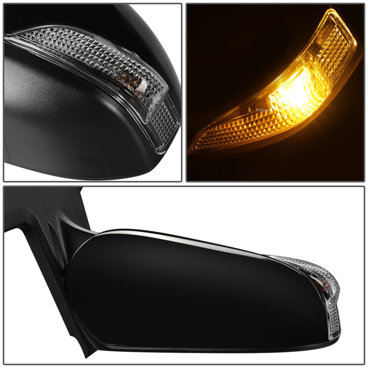 RETROVISOR MIRROR - OEM - 12-14 TOYOTA PRIUS-C - POWERED - W/ SIGNAL LIGHT - FOLDING - RIGHT - BLACK MATERIAL