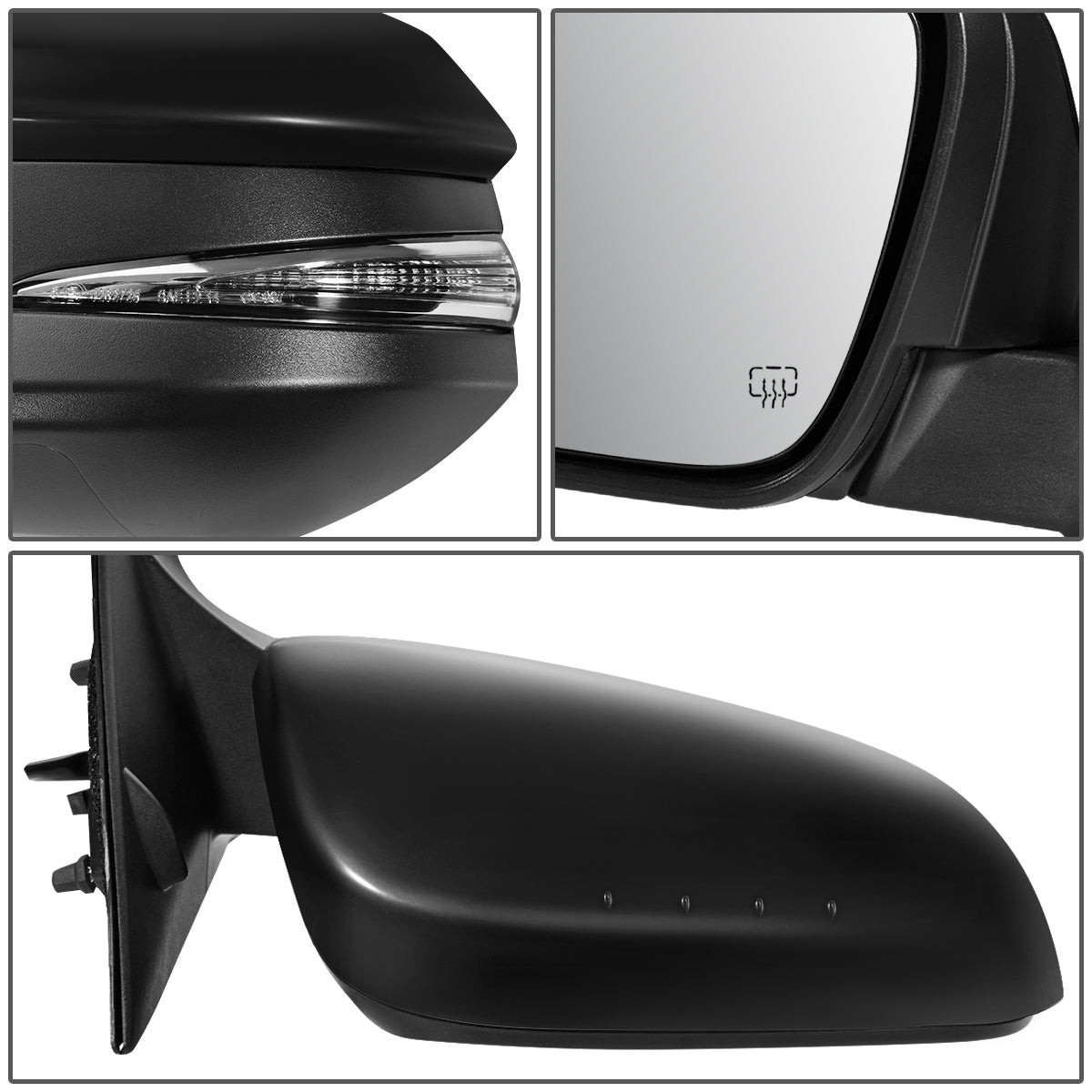 RETROVISOR MIRROR - OEM - 14-16 TOYOTA HIGHLANDER - POWERED - HEATED - W/ SIGNAL LIGHT - W/ MEMORY - W/ PUDDLE LIGHT - FOLDING - RIGHT - BLACK MATERIAL