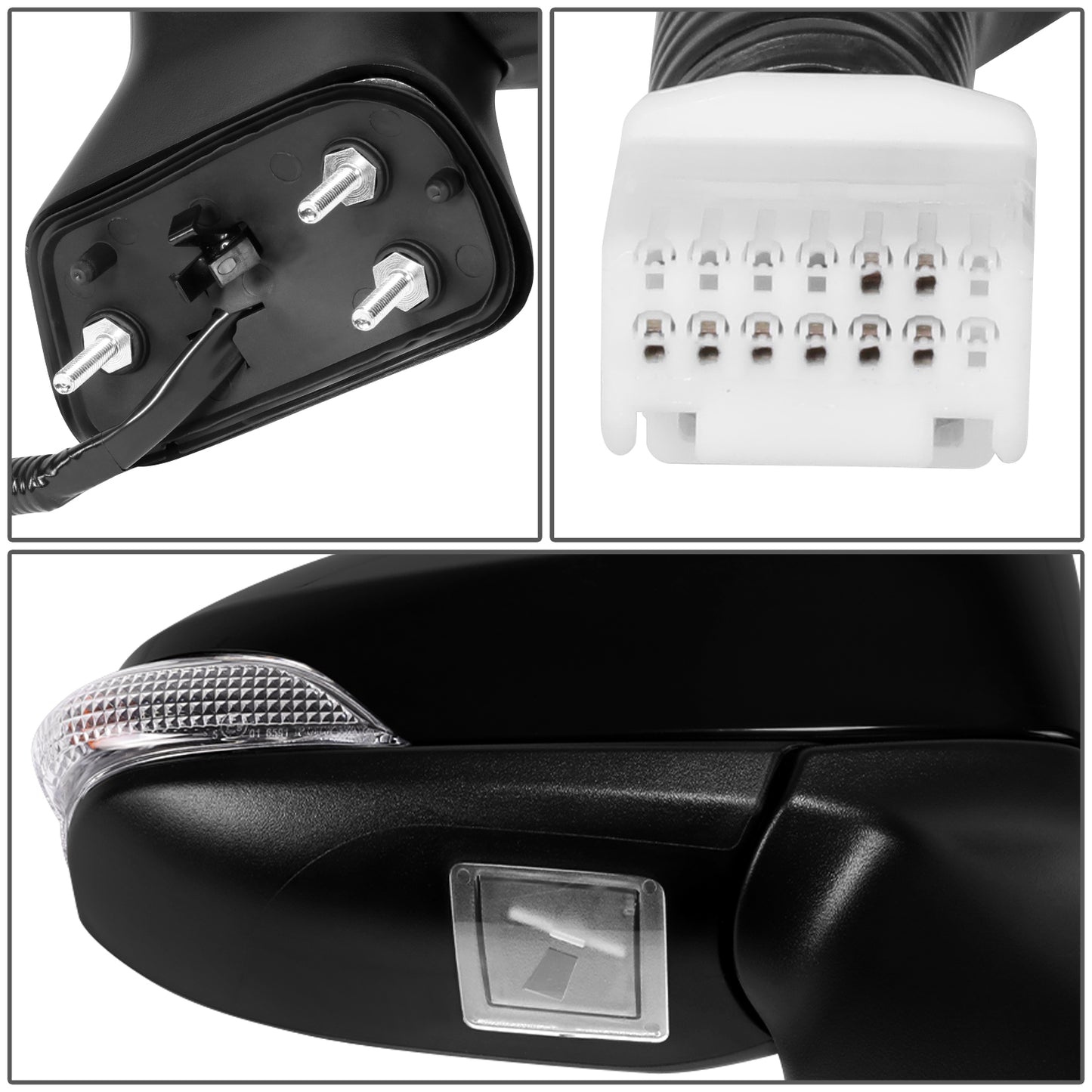 RETROVISOR MIRROR - OE STYLE - TOYOTA VENZA 13-15 - WITH POWER WITH HEATED WITH SIGNAL - PASSENGER SIDE - PAINT TO MATCH - BLACK