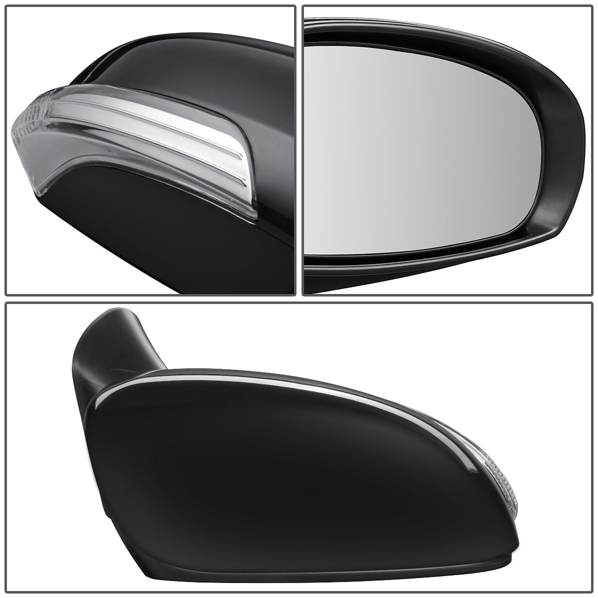 RETROVISOR MIRROR - OEM - 12-14 TOYOTA PRIUS-V - POWERED - HEATED - W/ SIGNAL LIGHT - POWER FOLDING - RIGHT - BLACK MATERIAL