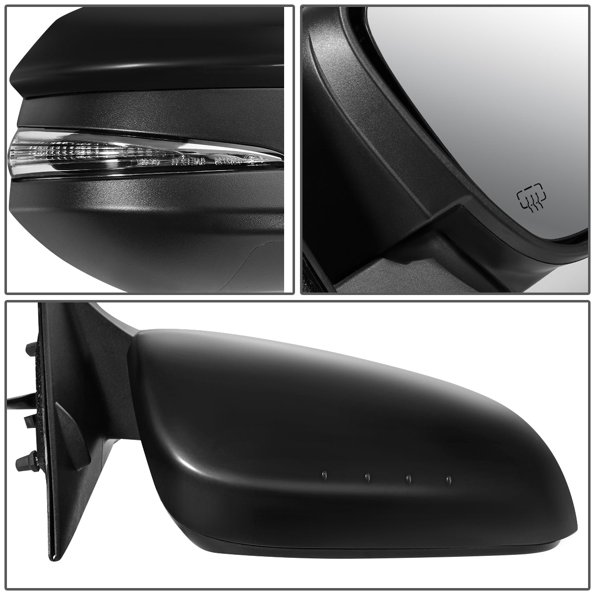 RETROVISOR MIRROR - OEM - 14-16 TOYOTA HIGHLANDER - POWERED - HEATED - W/ SIGNAL LIGHT - W/ BSD - FOLDING - RIGHT - BLACK MATERIAL