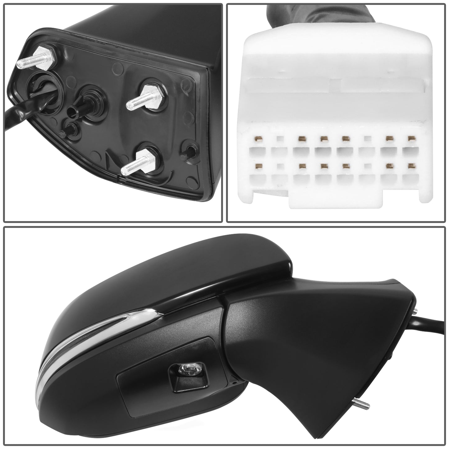 RETROVISOR MIRROR - OE STYLE - TOYOTA HIGHLANDER 2020-2024 - WITH POWER WITH HEATED GLASS WITH SIGNAL WITH BLIND SPOT WITH MEMORY WITH REVERSE TILT - PASSENGER RIGHT SIDE - BLACK