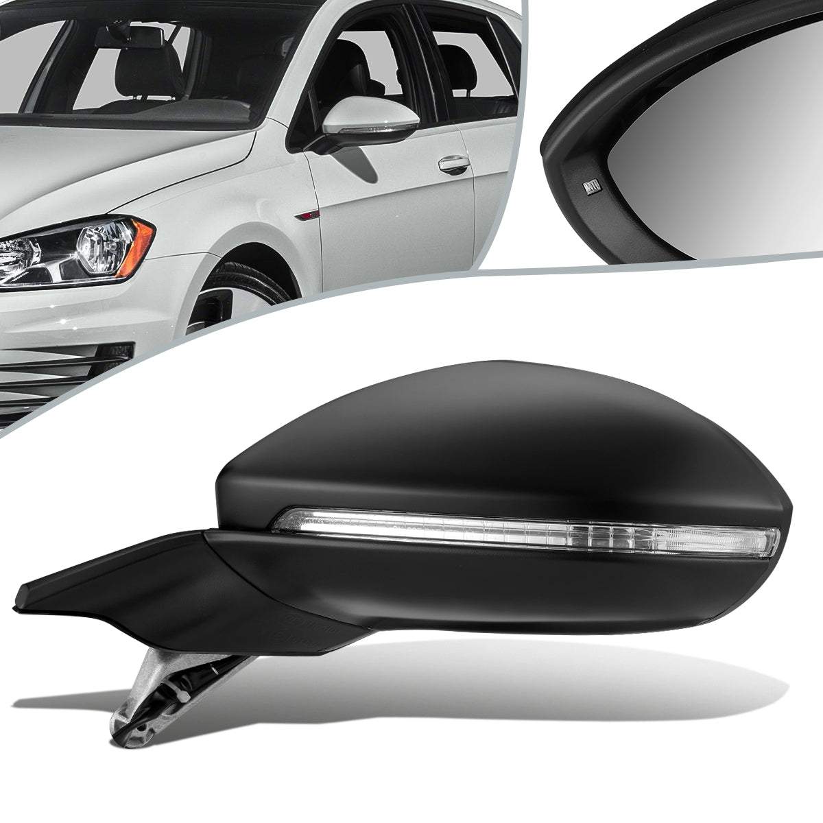 RETROVISOR MIRROR - OEM - 13-16 VOLKSWAGEN GOLF - POWERED - HEATED - W/ SIGNAL LIGHT - FOLDING - LEFT - BLACK