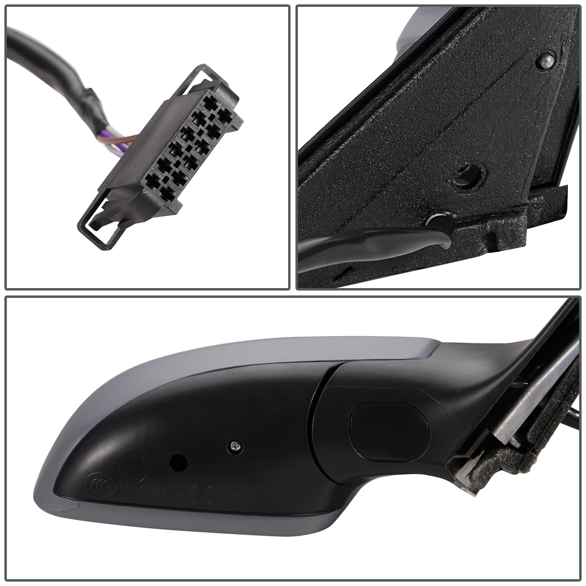 RETROVISOR MIRROR - OEM - 97-99 VOLKSWAGEN PASSAT - POWERED - HEATED - FOLDING - RIGHT - GRAY