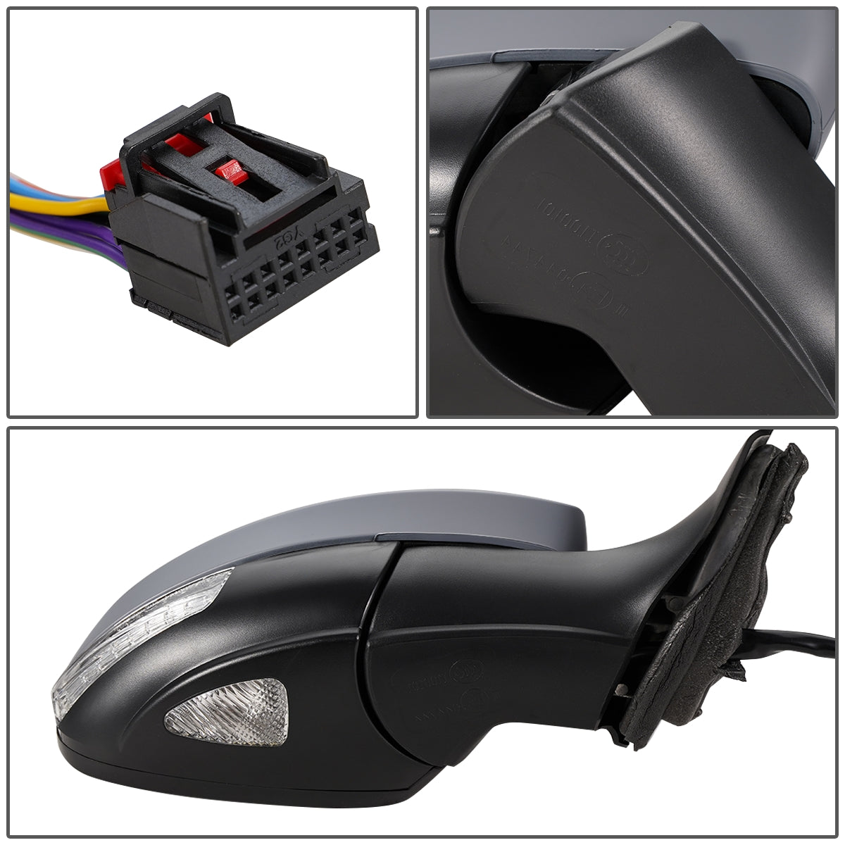 RETROVISOR MIRROR - OEM - 09-11 VOLKSWAGEN TIGUAN - POWERED - HEATED - W/ SIGNAL LIGHT - W/ MEMORY - W/ PUDDLE LIGHT - FOLDING - W/ AUTO BACK HOLD - RIGHT - GRAY