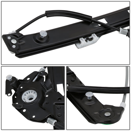 REGULADOR DE VENTANA WINDOW MOTORS & REGULATORS - METALLIC - 99-00 BMW 323I/01-05 BMW 325I/01-05 BMW 325XI/99-00 BMW 328I/01-05 BMW 330I/01-05 BMW 330XI - FITS 4-DOOR SEDAN / WAGON MODELS ONLY - METALLIC - BARE STEEL/PLASTIC