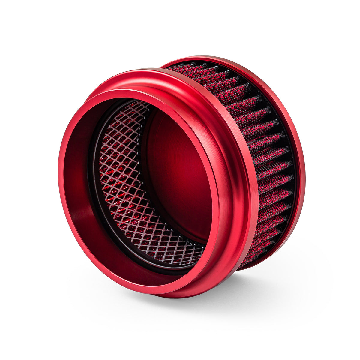 6" x 2" Washable Filter Billet Aluminum Air Cleaner Assembly Kit - Red