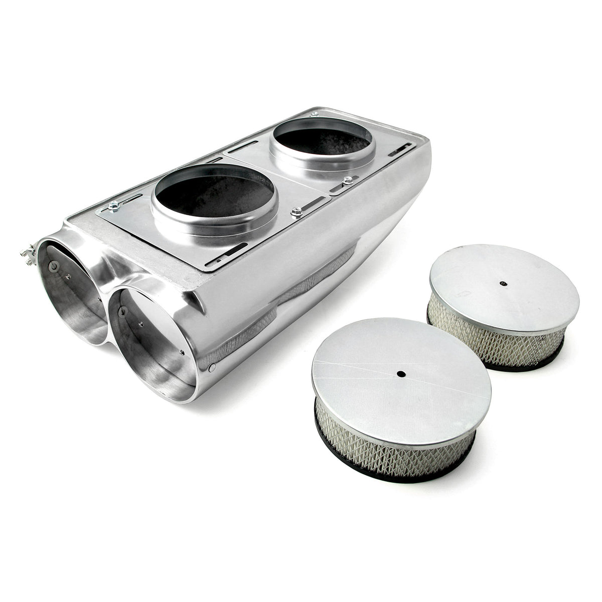 Polished Aluminum Dual Carburetor Shotgun Smooth Hood Scoop