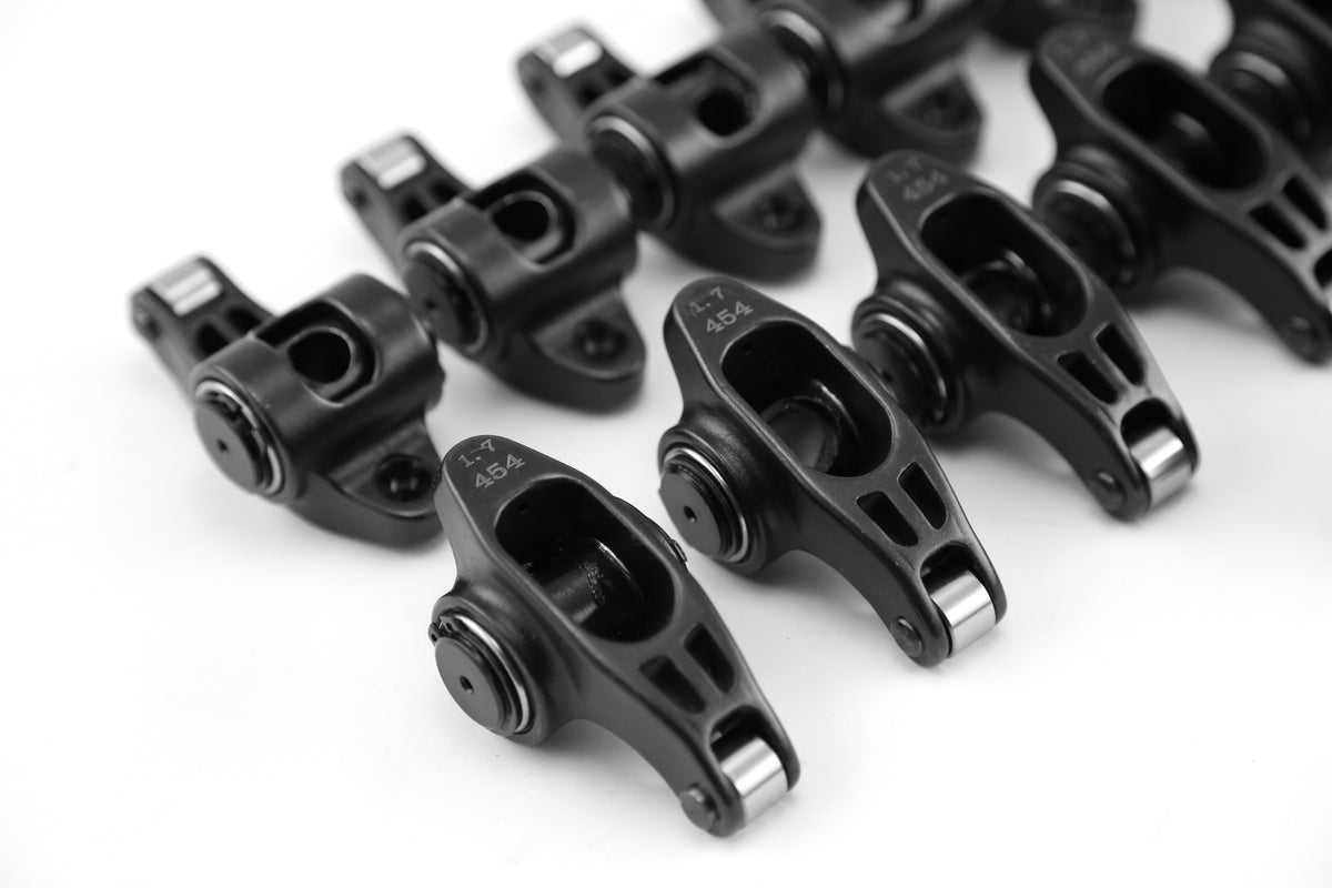 Chevy SBC 350 1.6 Ratio 3/8" Ultra Black Chromoly Roller Rocker Arms Set