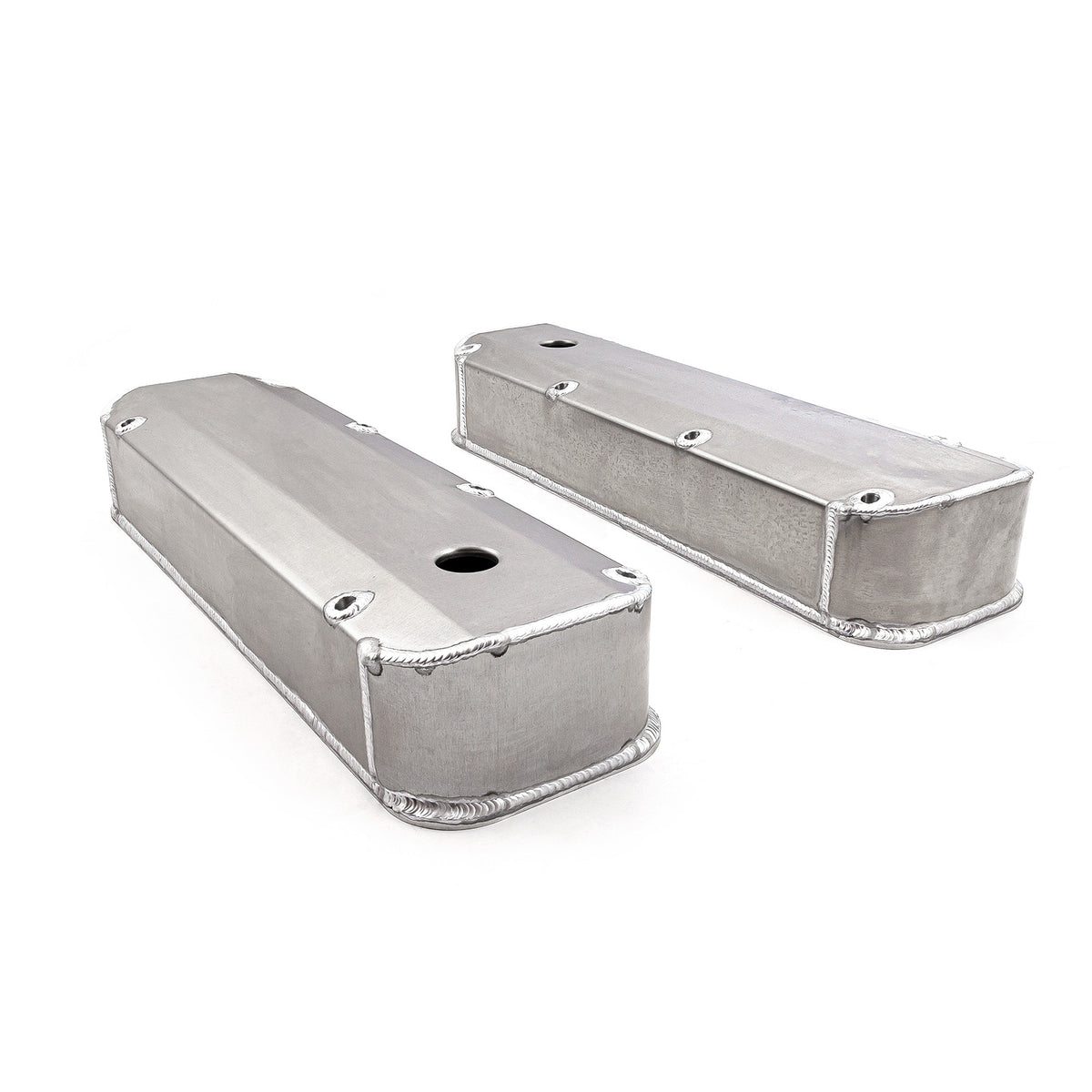 Ford 429 460 Satin Long Bolt Fabricated Valve Covers - Tall w/ Hole