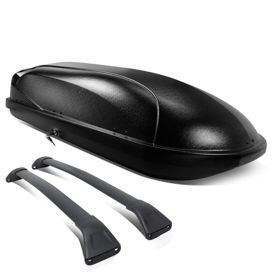 PORTAEQUIPAJE ROOF RACK CROSS BARS + CARGO ROOF BOX - 17-18 MAZDA CX-5 - BOLTS ONTO OEM ROOF RAILS ONLY - BLACK