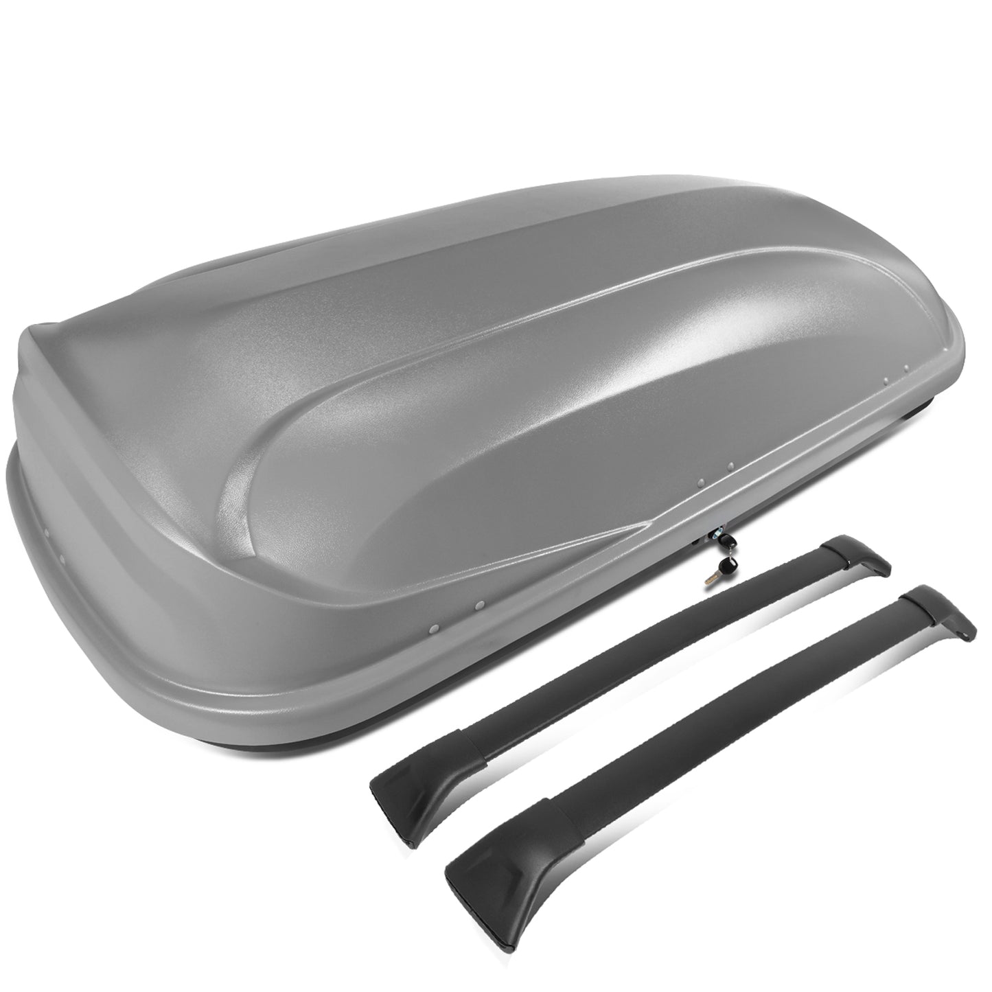 PORTAEQUIPAJE ROOF RACK CROSS BARS + CARGO ROOF BOX - 17-18 MAZDA CX-5 - BOLTS ONTO OEM ROOF RAILS ONLY - GRAY