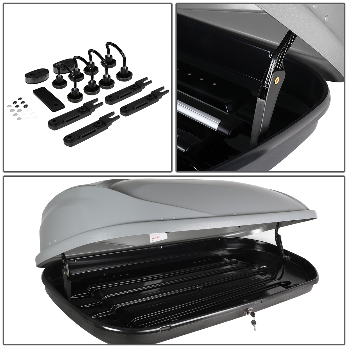 PORTAEQUIPAJE ROOF RACK CROSS BARS + CARGO ROOF BOX - 17-18 MAZDA CX-5 - BOLTS ONTO OEM ROOF RAILS ONLY - GRAY