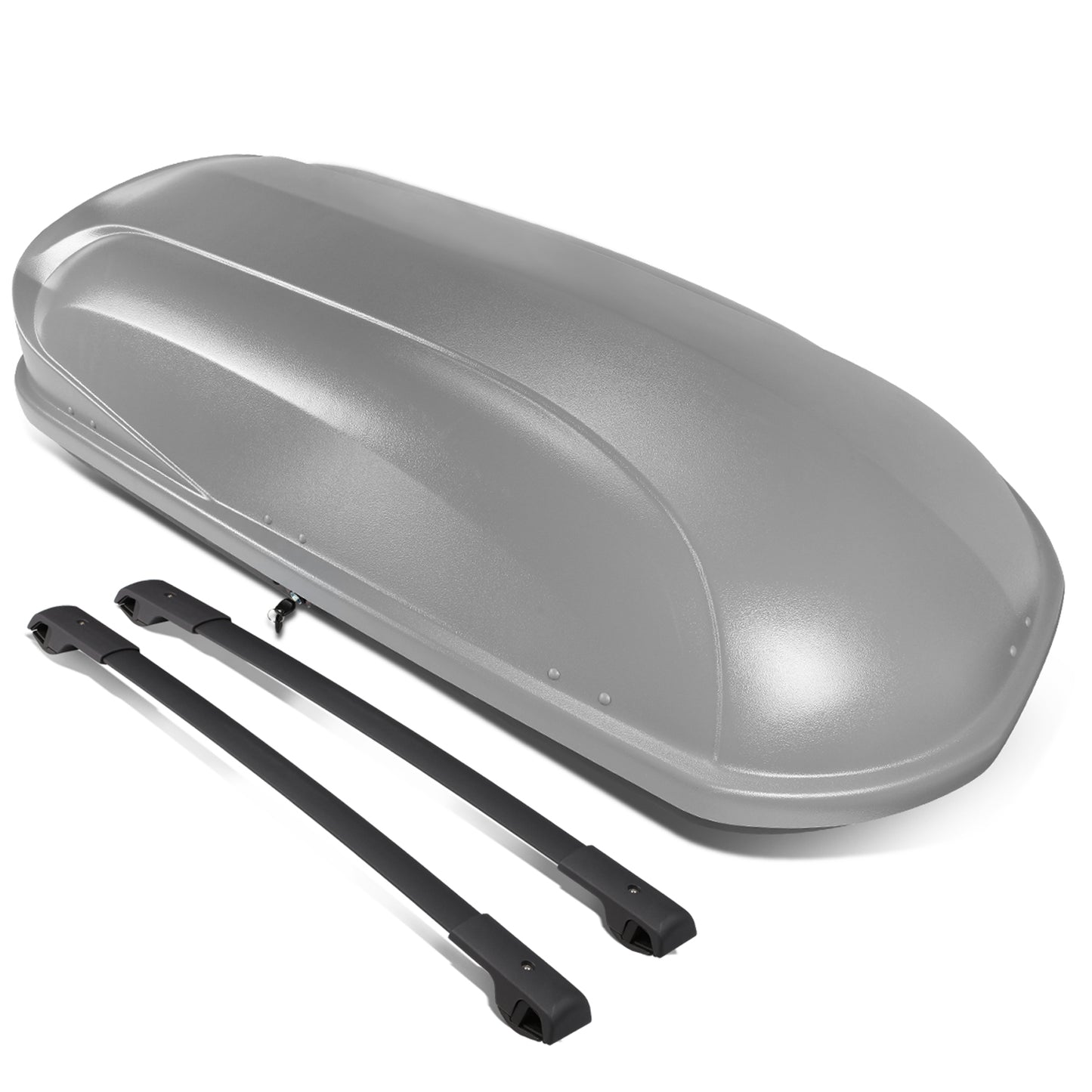 PORTAEQUIPAJE ROOF RACK CROSS BARS + CARGO ROOF BOX - 14-18 SUBARU FORESTER - MOUNTS ONTO OEM ROOF RAILS - GRAY