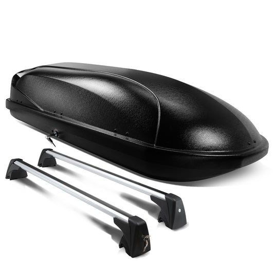 PORTAEQUIPAJE ROOF RACK CROSS BARS + CARGO ROOF BOX - 09-15 BMW X1 - MOUNTS ONTO OEM ROOF RAILS ONLY - BLACK