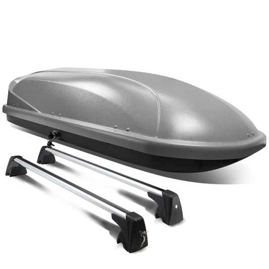 PORTAEQUIPAJE ROOF RACK CROSS BARS + CARGO ROOF BOX - 09-15 BMW X1 - MOUNTS ONTO OEM ROOF RAILS ONLY - GRAY